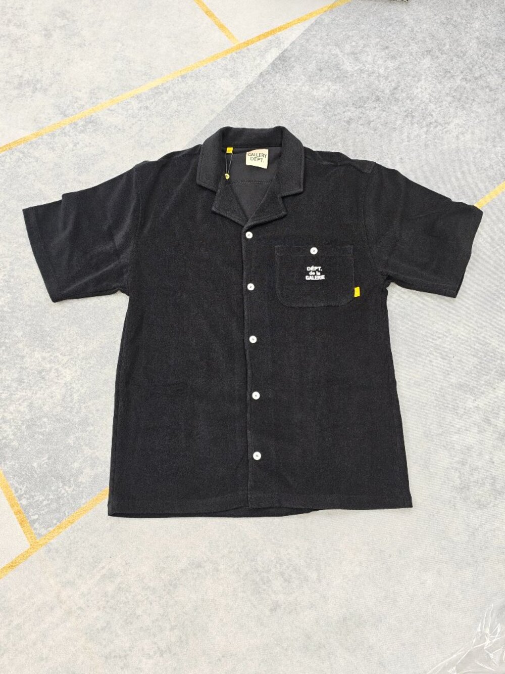 Black Gallery Dept Terry Cloth Camp Collar Shirt, Size L